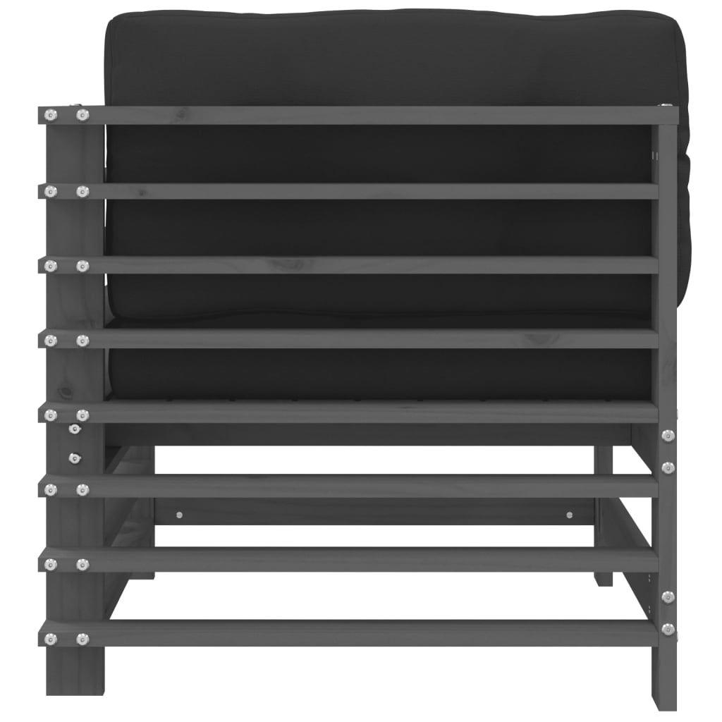 Corner Sofas With Cushions 2 Pcs Grey Solid Wood Pine