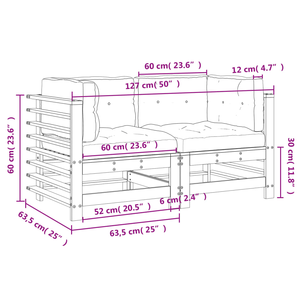 Corner Sofas With Cushions 2 Pcs Grey Solid Wood Pine