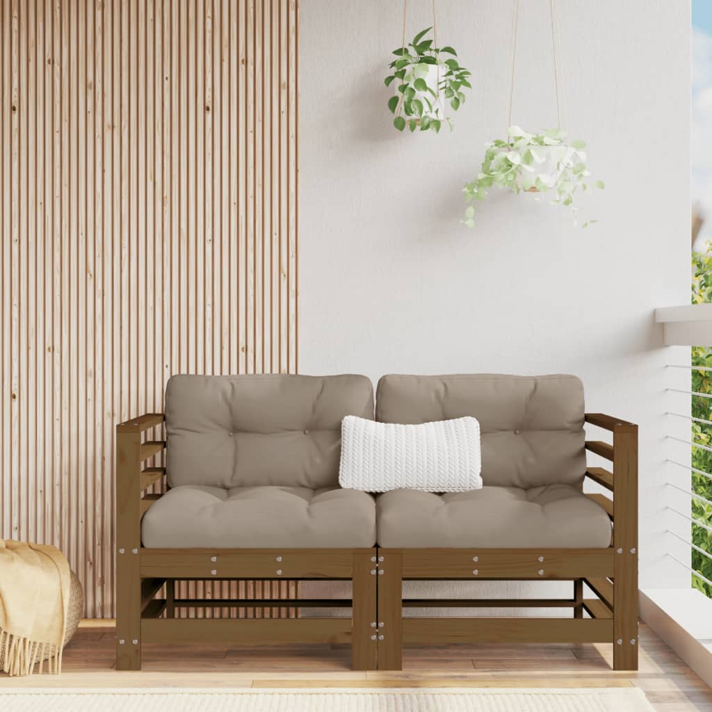 Corner Sofas With Cushions 2 Pcs Grey Solid Wood Pine