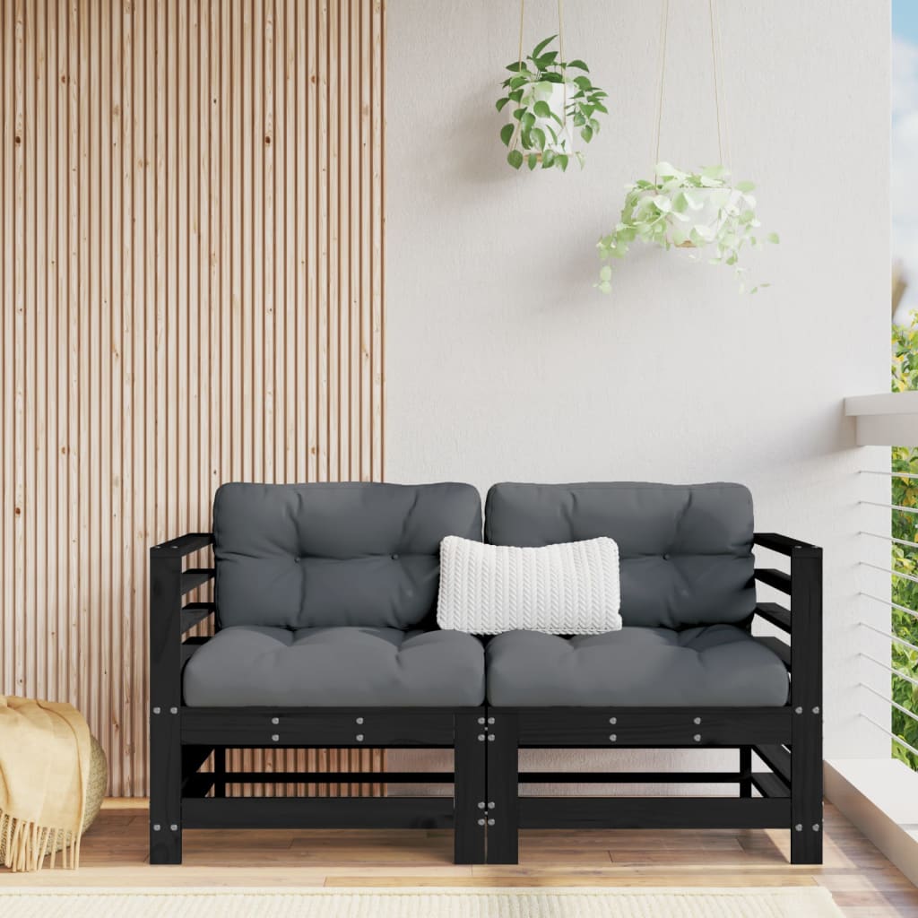 Corner Sofas With Cushions 2 Pcs Grey Solid Wood Pine
