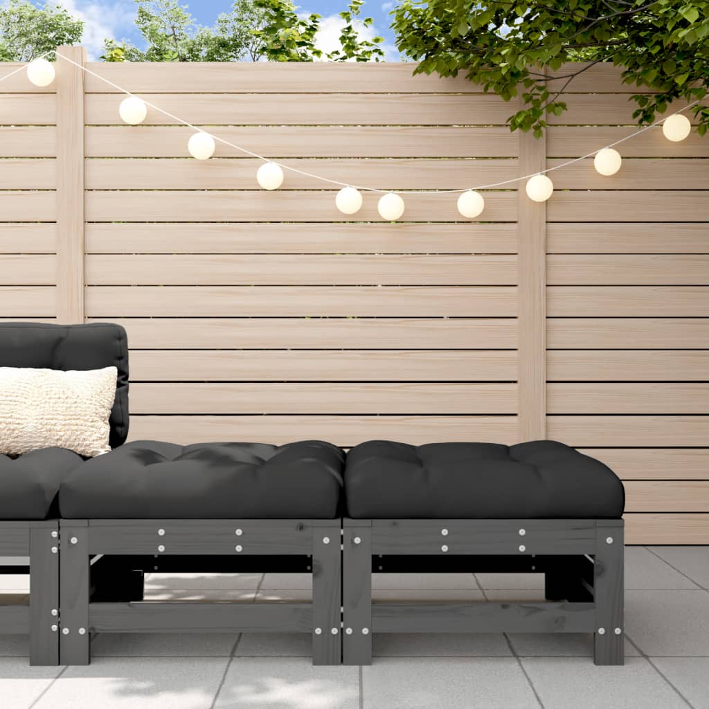 Corner Sofas With Cushions 2 Pcs Grey Solid Wood Pine