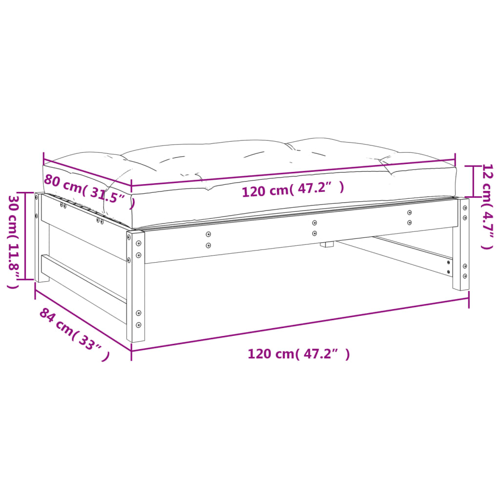 Garden Footstool 120X80 Cm Solid Wood Douglas