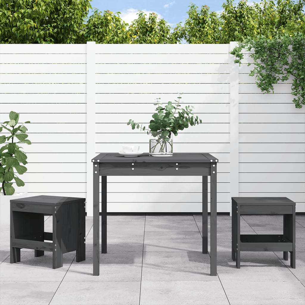 3 Piece Garden Bistro Set Black Solid Wood Pine