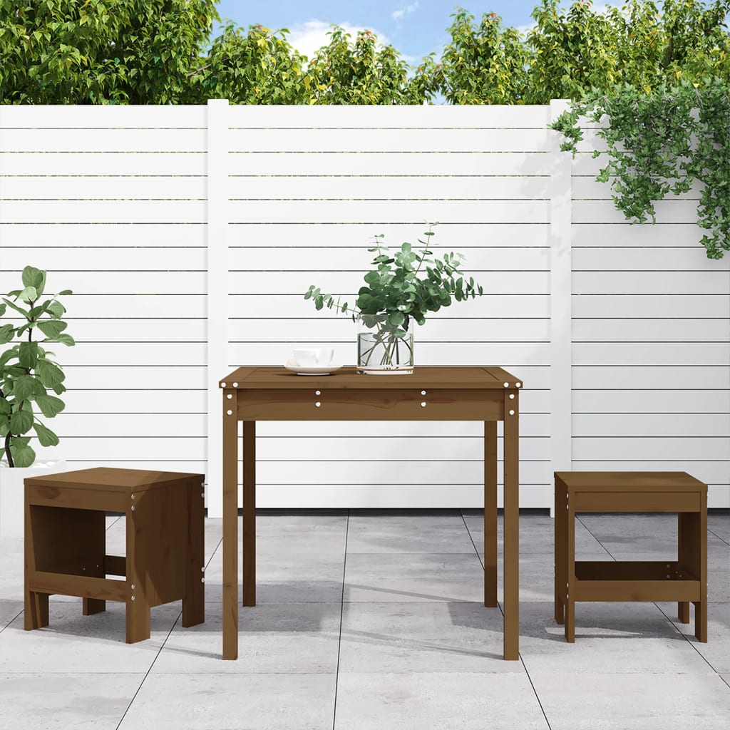 3 Piece Garden Bistro Set Black Solid Wood Pine