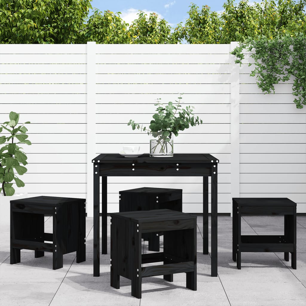 5 Piece Garden Dining Set Grey Solid Wood Pine