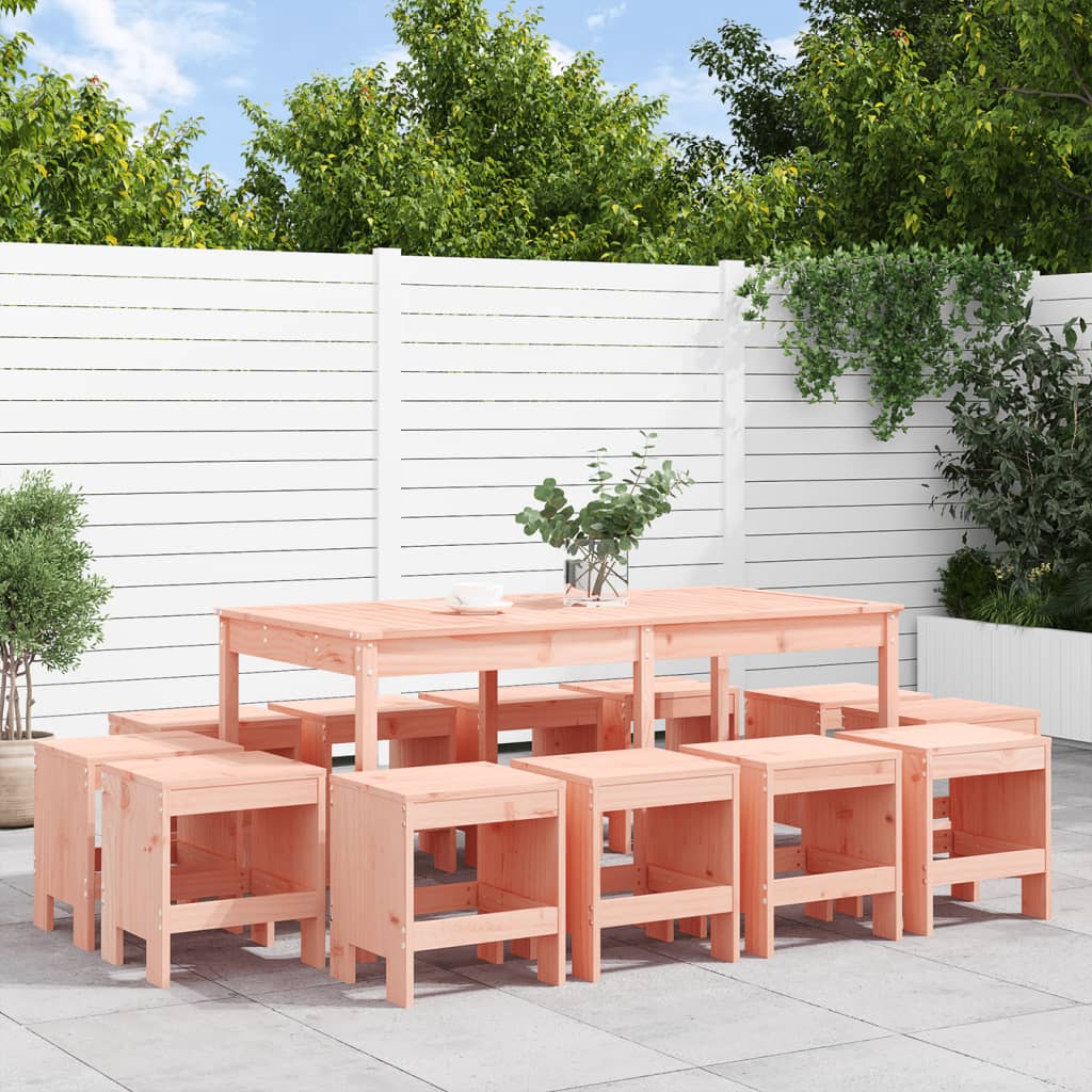 13 Piece Garden Dining Set White Solid Wood Pine