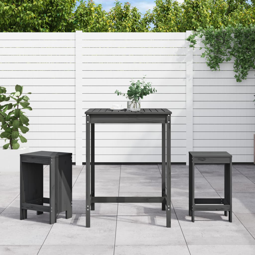 3 Piece Garden Bar Set Honey Brown Solid Wood Pine