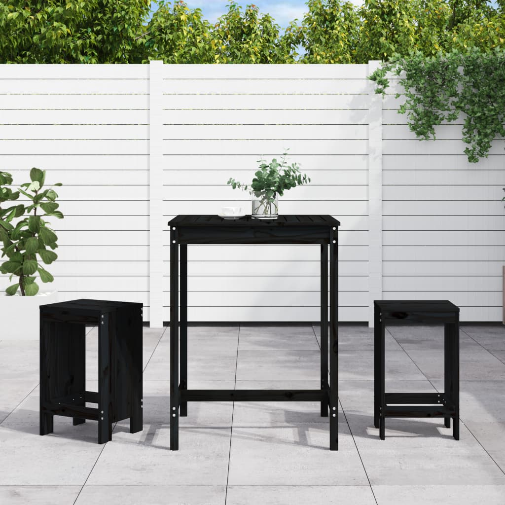 3 Piece Garden Bar Set Honey Brown Solid Wood Pine