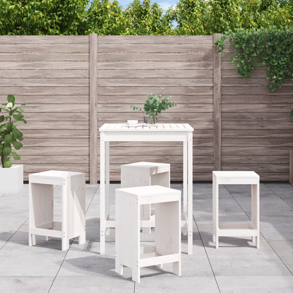 5 Piece Garden Bar Set Grey Solid Wood Pine