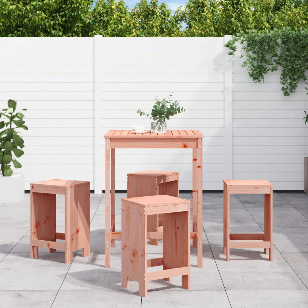 5 Piece Garden Bar Set Grey Solid Wood Pine