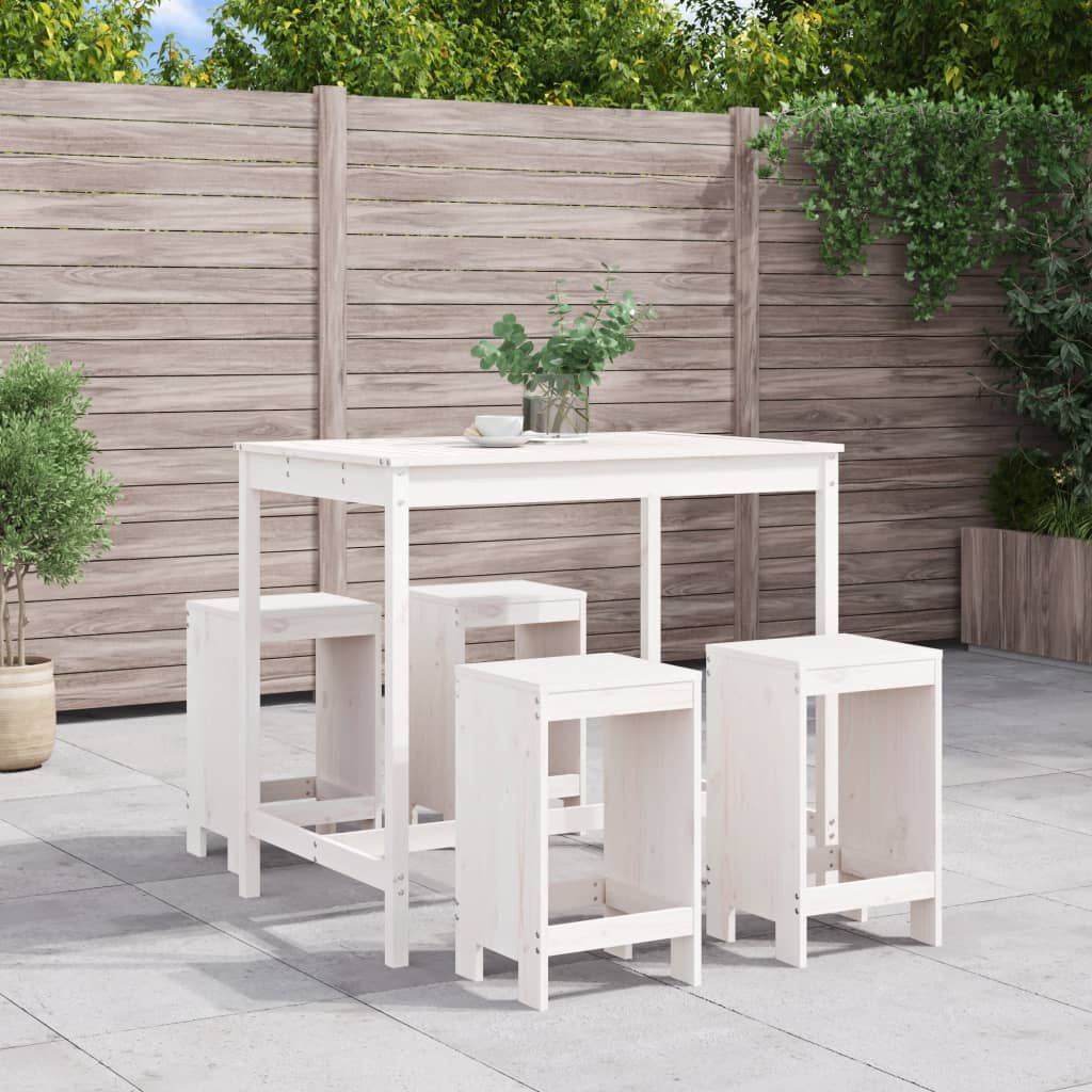 5 Piece Garden Bar Set Honey Brown Solid Wood Pine