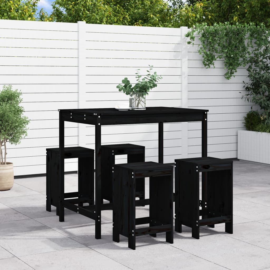 5 Piece Garden Bar Set Honey Brown Solid Wood Pine