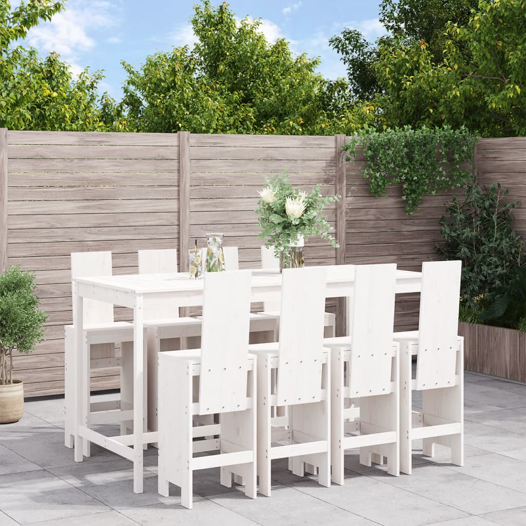9 Piece Garden Bar Set Solid Wood Pine