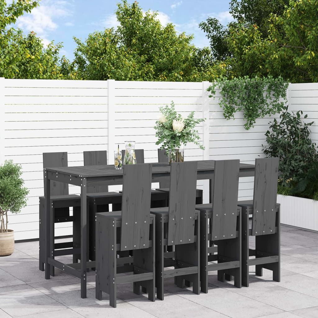 9 Piece Garden Bar Set Solid Wood Pine