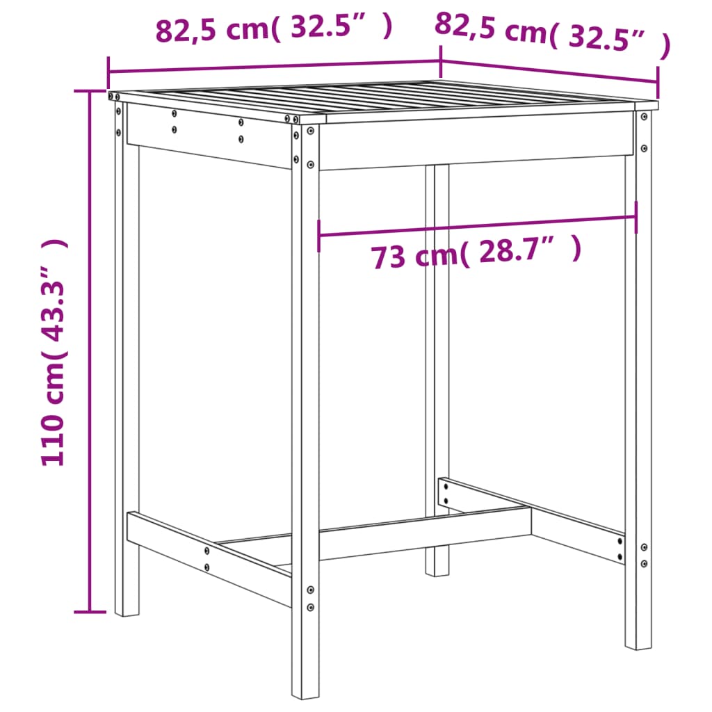 Outdoor Furniture Set 3 Piece Garden Bar White Solid Wood Pine Natural Douglas 8