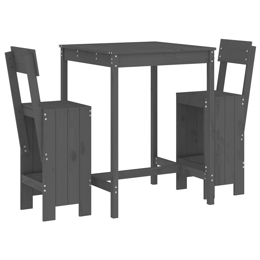 Outdoor Furniture Set 3 Piece Garden Bar White Solid Wood Pine Natural Douglas 8