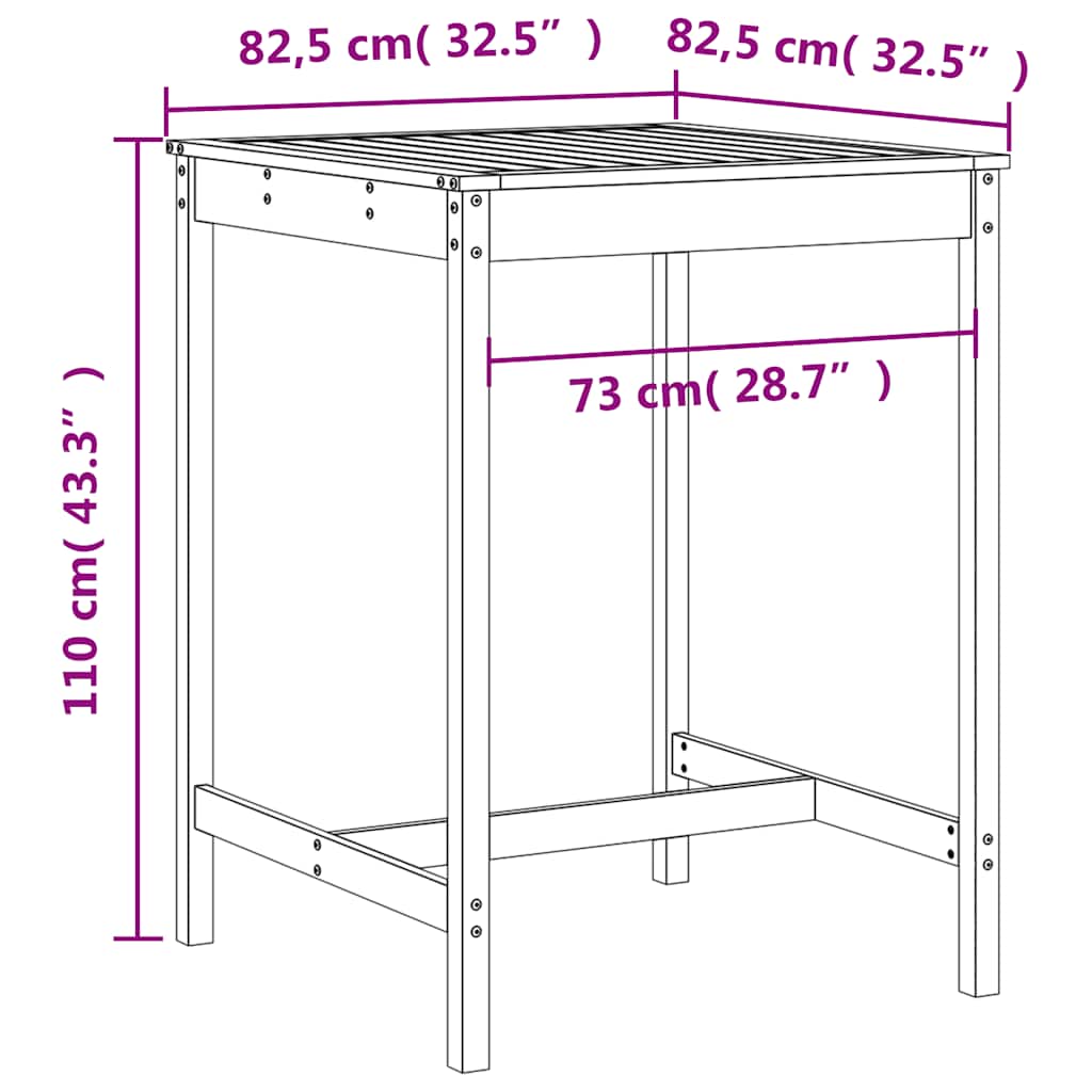 Outdoor Furniture Set 3 Piece Garden Bar White Solid Wood Pine Natural Douglas 8