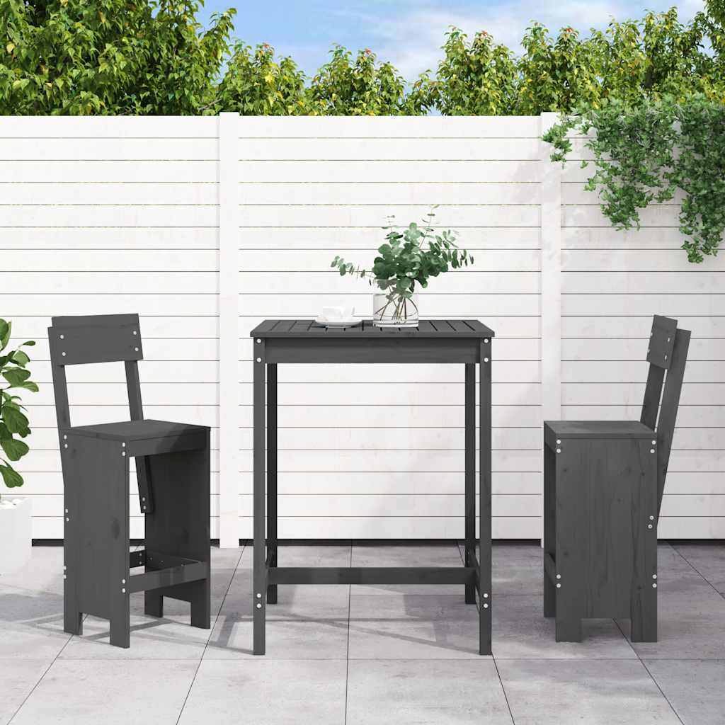 Outdoor Furniture Set 3 Piece Garden Bar White Solid Wood Pine Natural Douglas 8