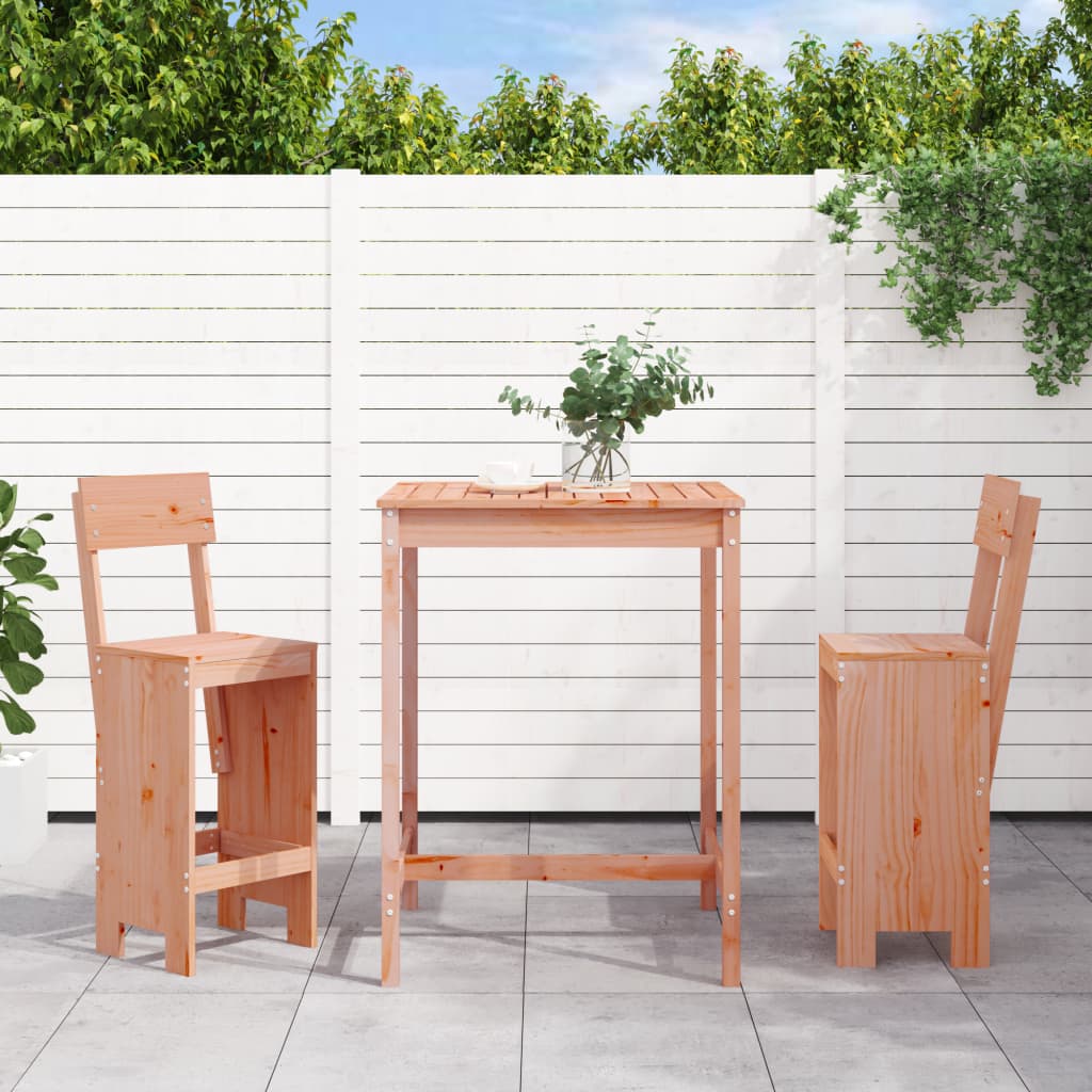 3 Piece Garden Bar Set White Solid Wood Pine