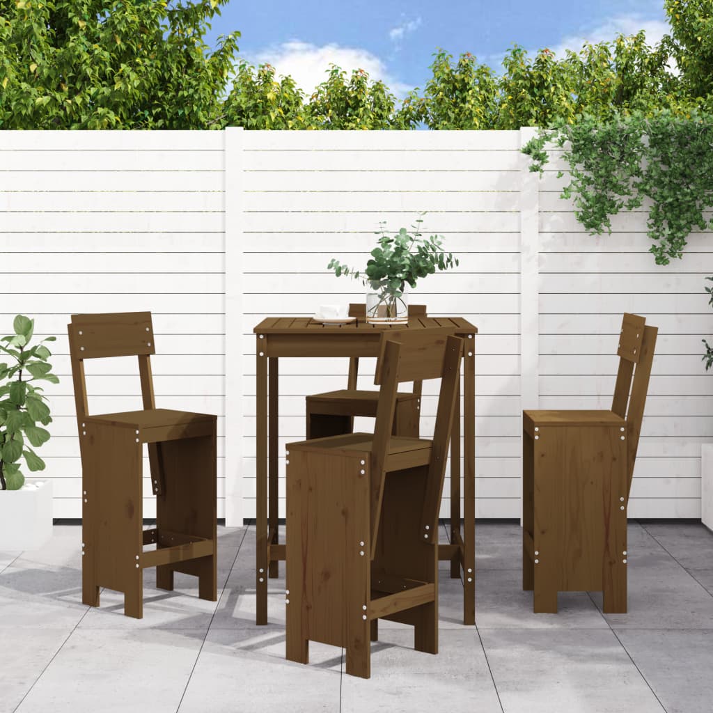 5 Piece Garden Bar Set Solid Wood Douglas