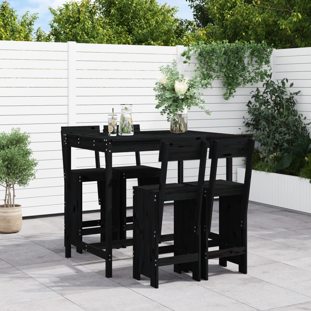 5 Piece Garden Bar Set White Solid Wood Pine