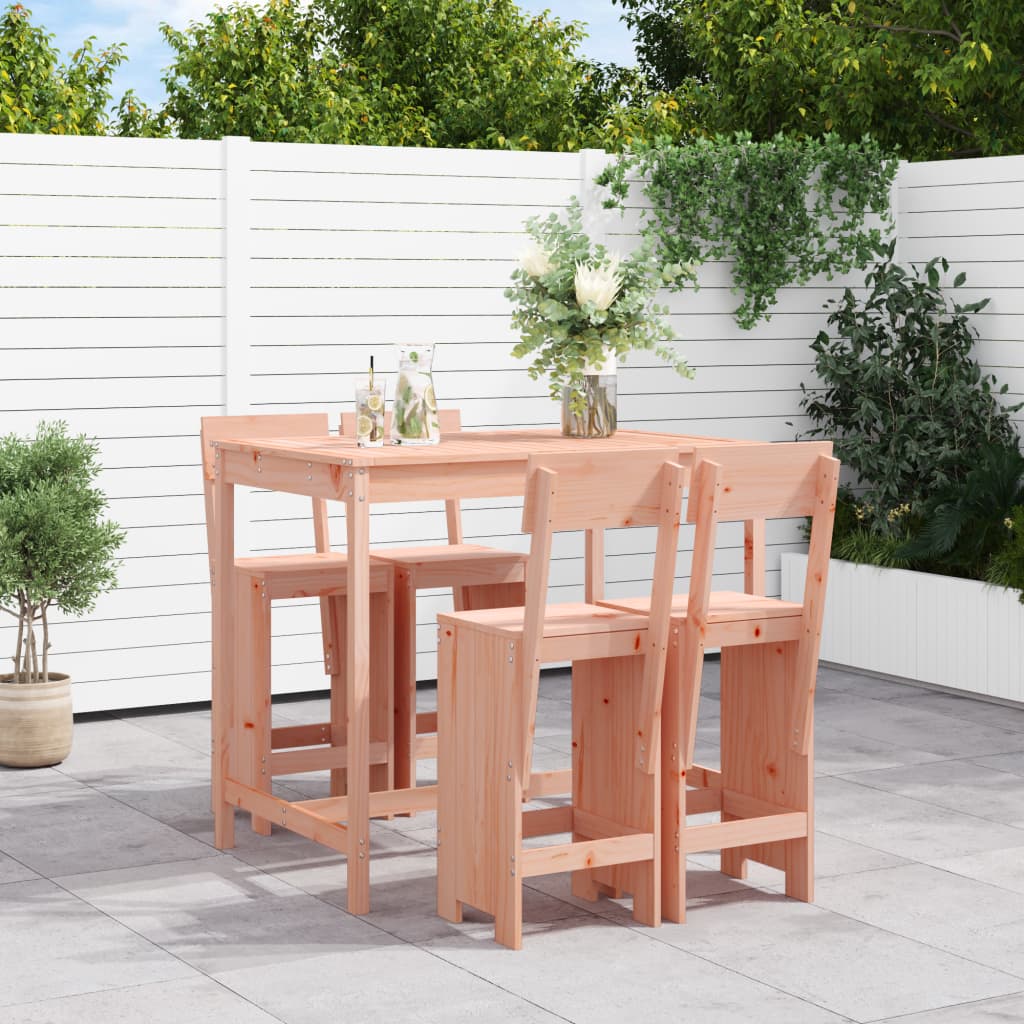 5 Piece Garden Bar Set White Solid Wood Pine