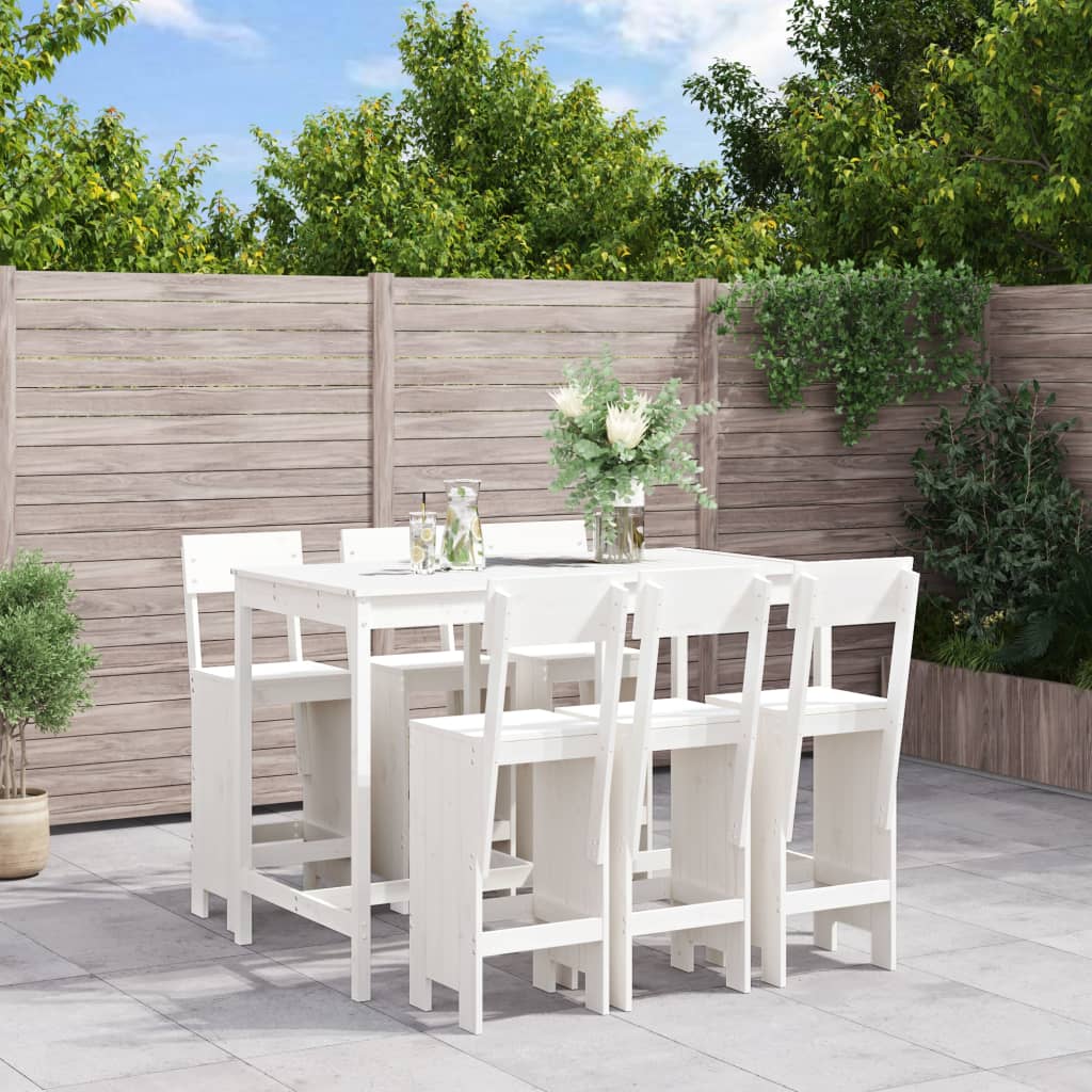 7 Piece Garden Bar Set Grey Solid Wood Pine