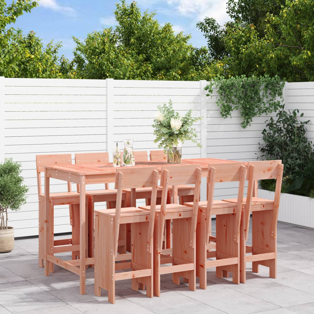 9 Piece Garden Bar Set White Solid Wood Pine