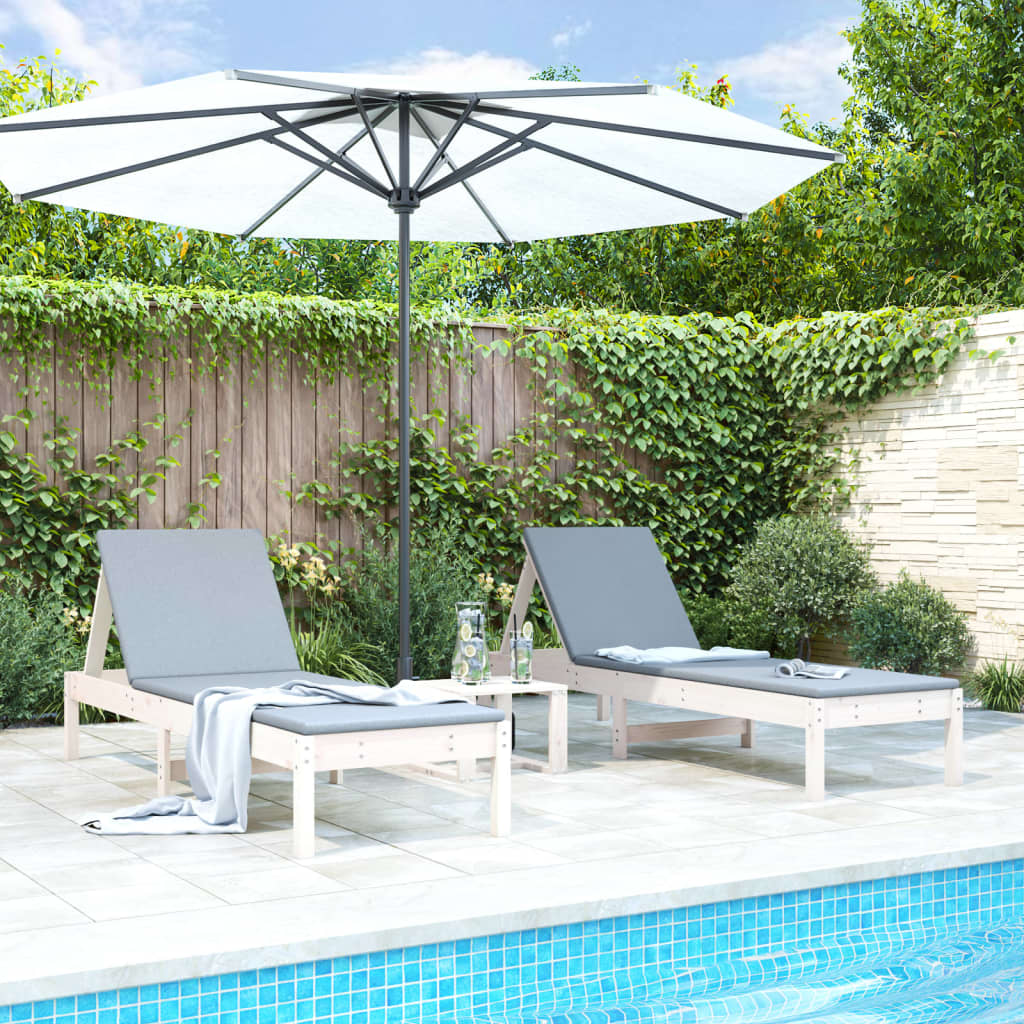 Sun Loungers 2 Pcs Black 199.5X60X74 Cm Solid Wood Pine