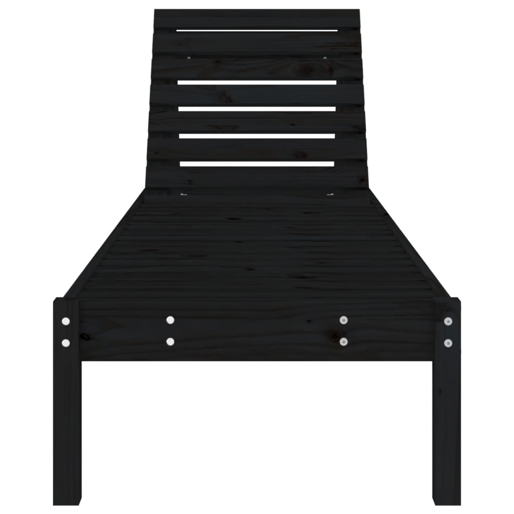 Sun Loungers 2 Pcs Black 199.5X60X74 Cm Solid Wood Pine