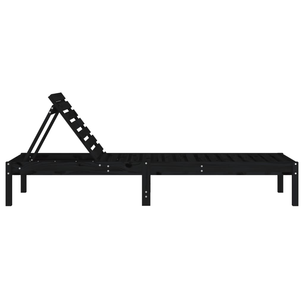 Sun Loungers 2 Pcs Black 199.5X60X74 Cm Solid Wood Pine