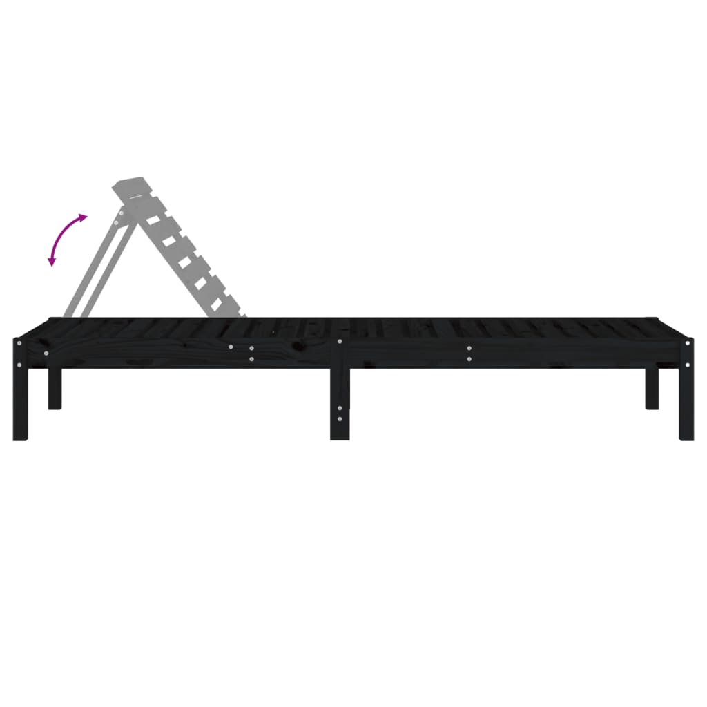 Sun Loungers 2 Pcs Black 199.5X60X74 Cm Solid Wood Pine