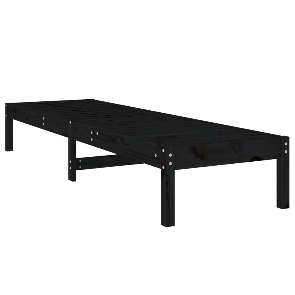 Sun Loungers 2 Pcs Black 199.5X60X74 Cm Solid Wood Pine