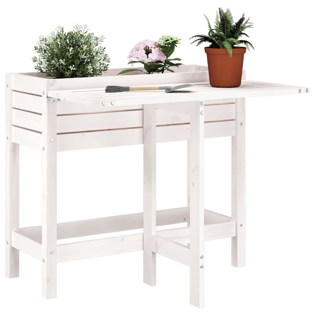 Garden Planter With Folding Tabletop Honey Brown Solid Wood Pine