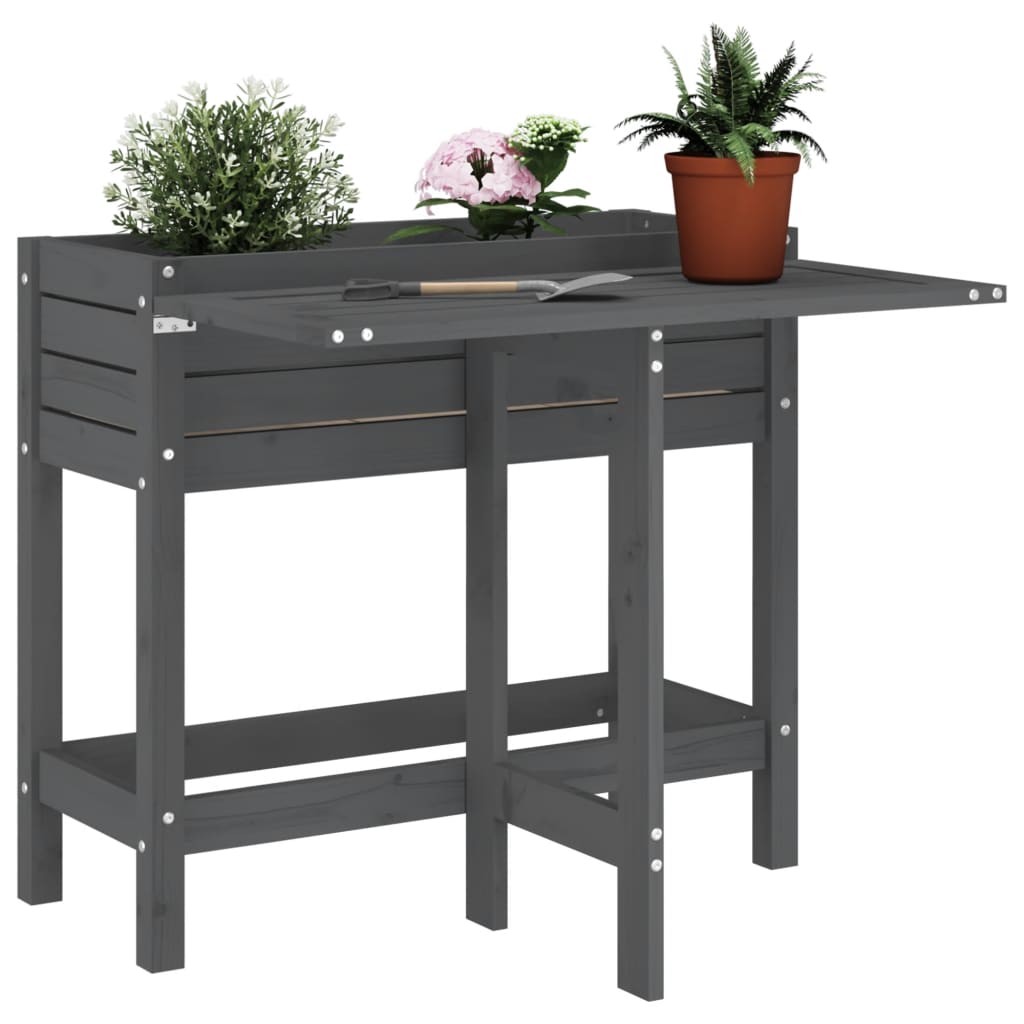 Garden Planter With Folding Tabletop Honey Brown Solid Wood Pine