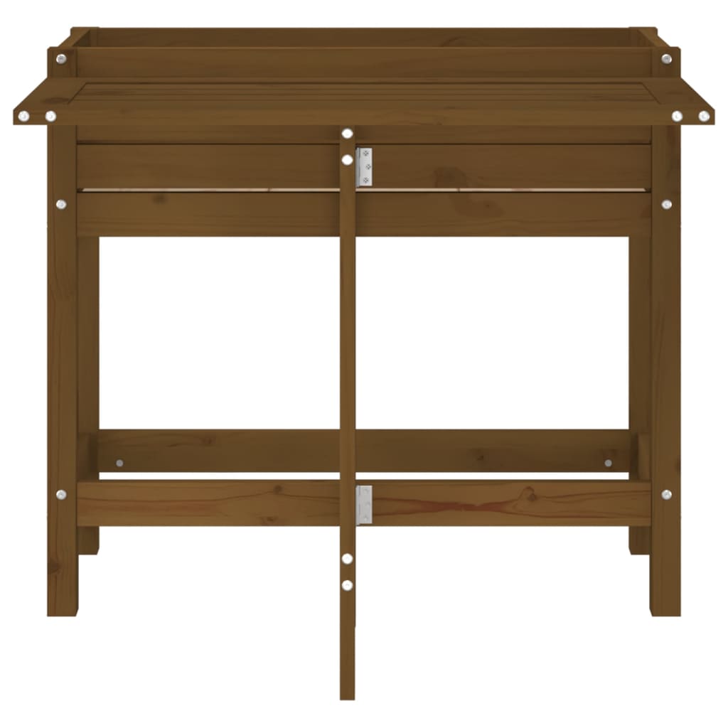Garden Planter With Folding Tabletop Honey Brown Solid Wood Pine