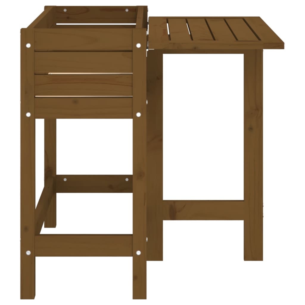 Garden Planter With Folding Tabletop Honey Brown Solid Wood Pine
