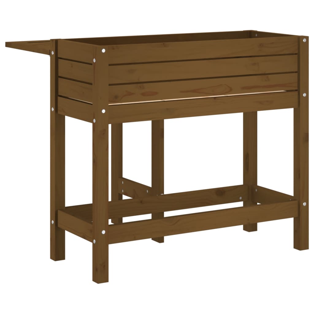 Garden Planter With Folding Tabletop Honey Brown Solid Wood Pine