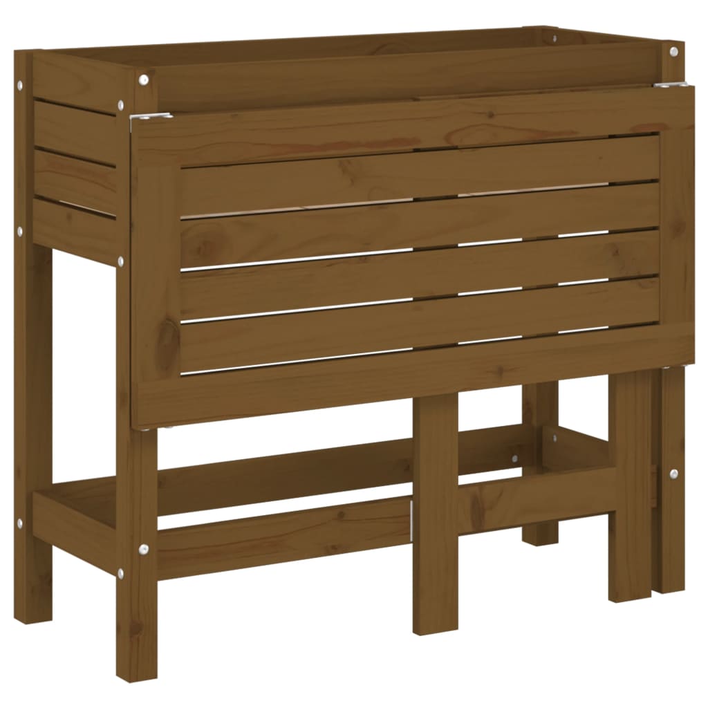 Garden Planter With Folding Tabletop Honey Brown Solid Wood Pine