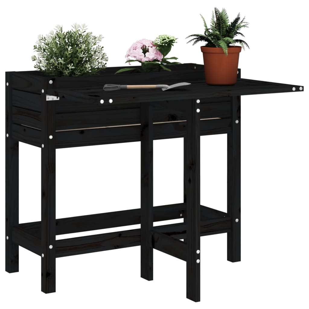 Garden Planter With Folding Tabletop Honey Brown Solid Wood Pine