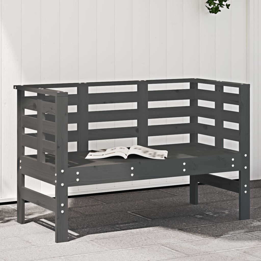 Garden Bench Black 111.5X53X71 Cm Solid Wood Pine