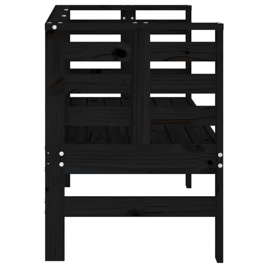 Garden Bench Black 111.5X53X71 Cm Solid Wood Pine