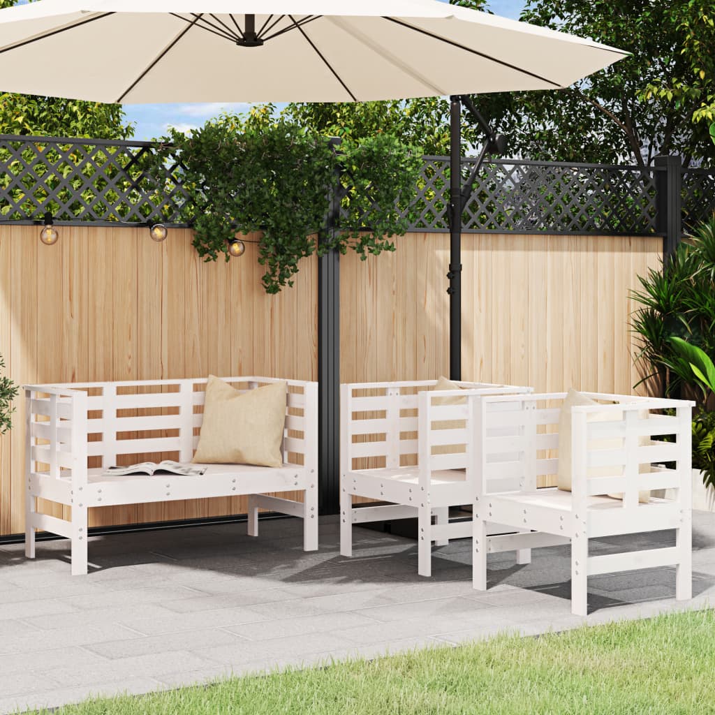 3 Piece Garden Lounge Set Grey Solid Wood Pine