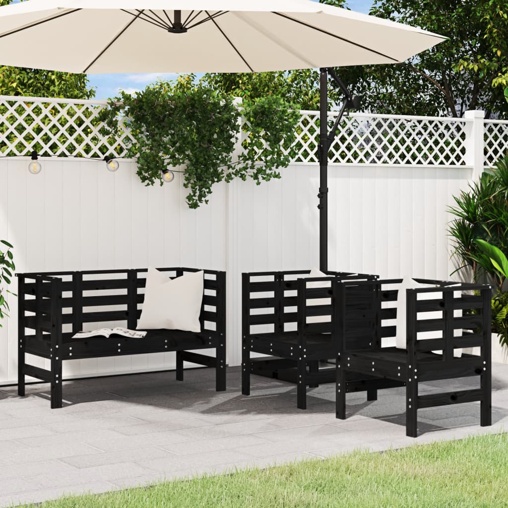 3 Piece Garden Lounge Set Grey Solid Wood Pine