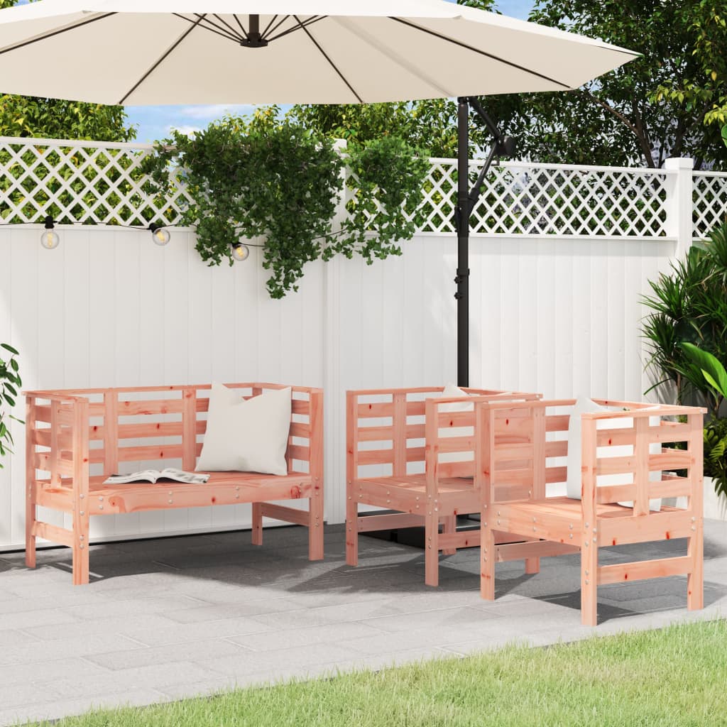 3 Piece Garden Lounge Set Grey Solid Wood Pine