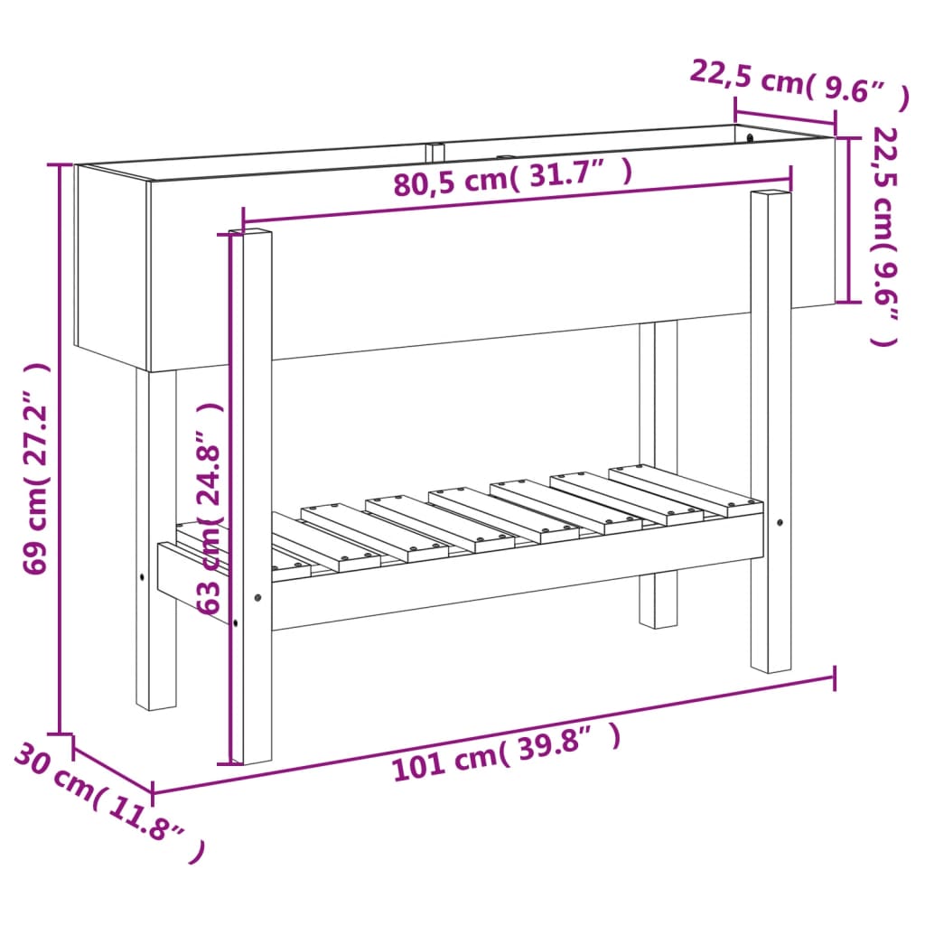 Garden Raised Bed Solid Wood Douglas