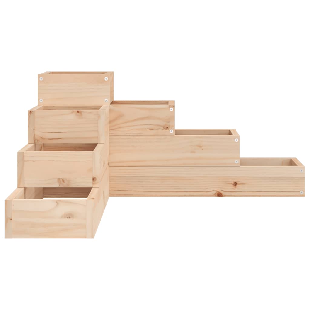 Planter Wooden L-Shape 4 Tier Garden Pine Raised Corner Flower Herb Bed Natural