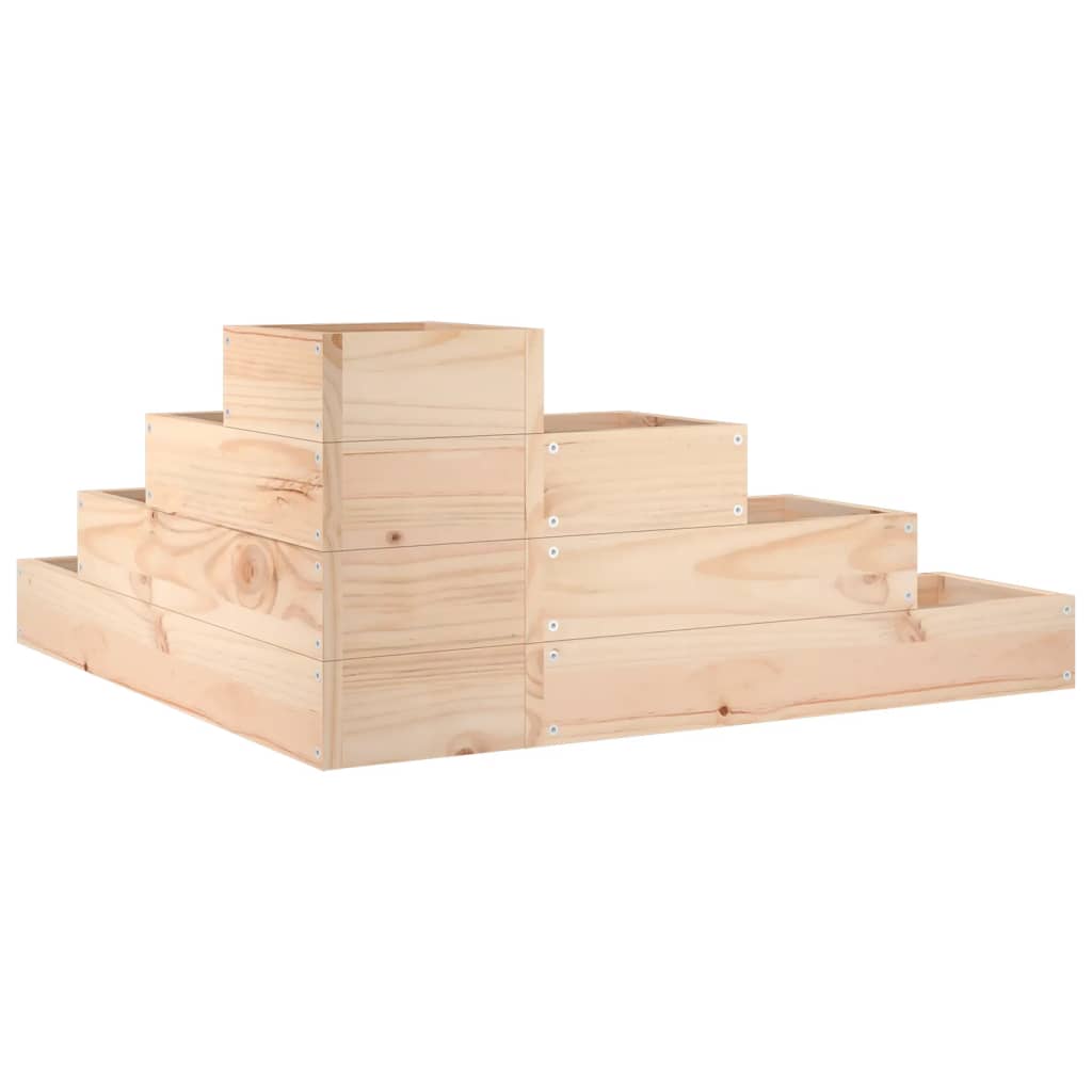 Planter Wooden L-Shape 4 Tier Garden Pine Raised Corner Flower Herb Bed Natural
