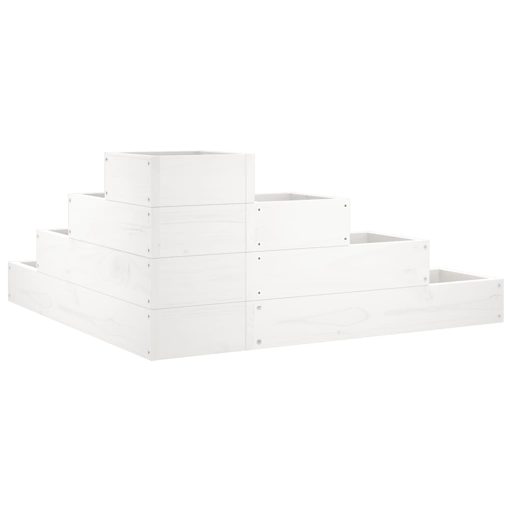 Planter Wooden L-Shape 4 Tier Garden Pine Raised Corner Flower Herb Bed Natural