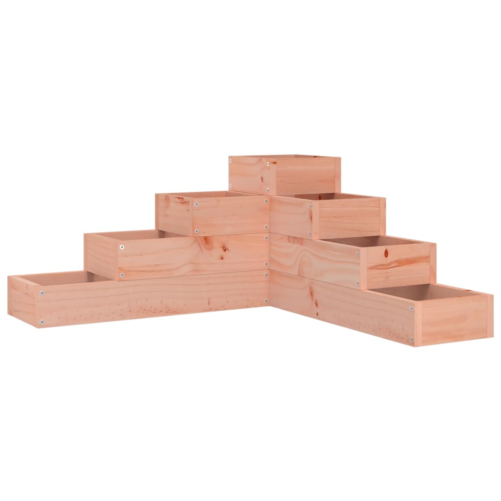 Planter Wooden L-Shape 4 Tier Garden Pine Raised Corner Flower Herb Bed Natural
